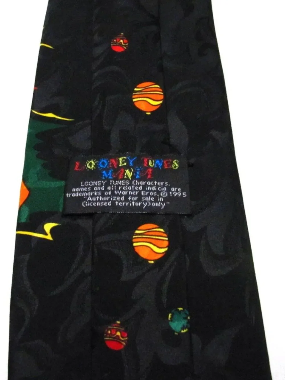 Looney Tunes Mania Christmas Mens Tie Black Taz Tasmanian Devil with Daffy Duck